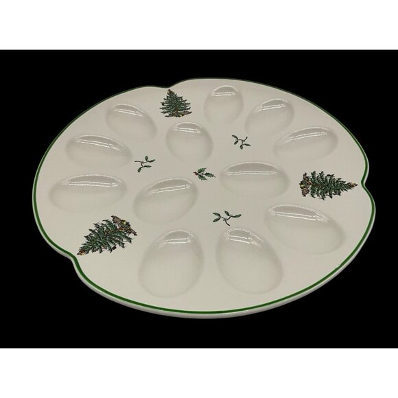 Spode Christmas Tree Devilled Egg Platter/Plate Christmas Serveware, Holiday - Picture 2 of 15